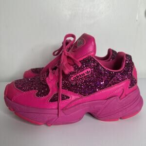 Adidas Originals Falcon Shock Pink Glitter Sneakers Womens 5 Sparkle Mcbling EUC